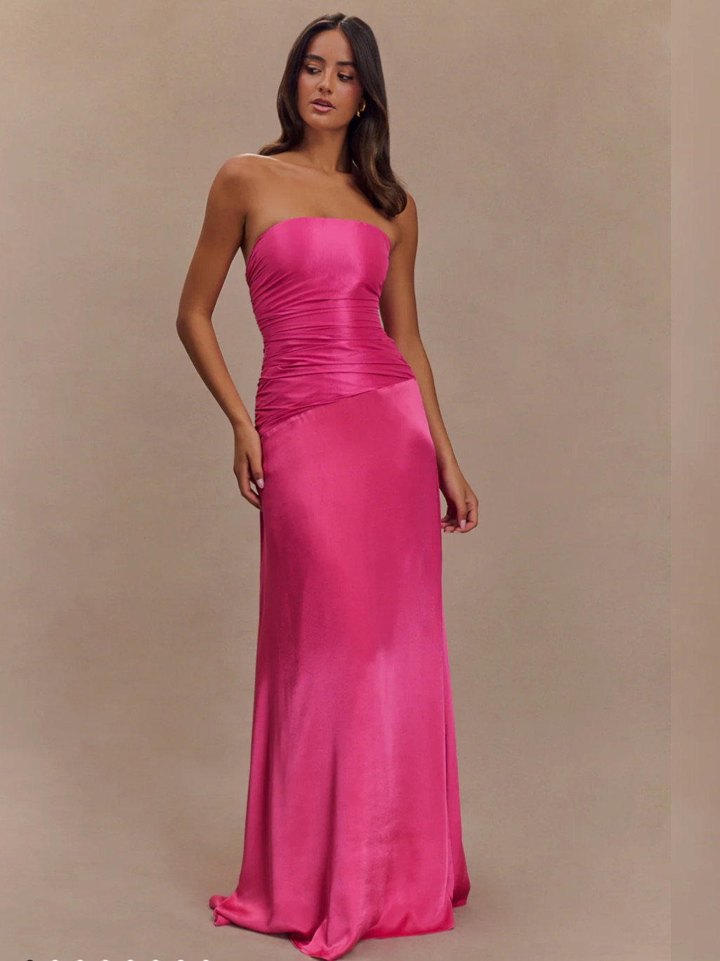 Serena Strapless Taffeta Maxi Dress - Crimson Pink Xxsmall